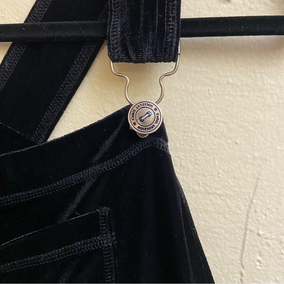 Vtg 90s Carol Anderson Velvet Jumper Dress Overalls Skirtalls Long Modest MP - Picture 2 of 8